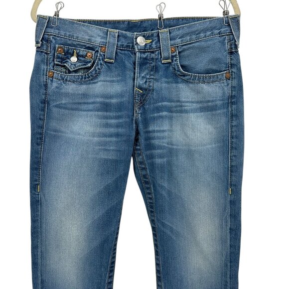 Vintage True Religion Womens 28 Jeans Jordan Button Fly Distressed Denim - Picture 2 of 13